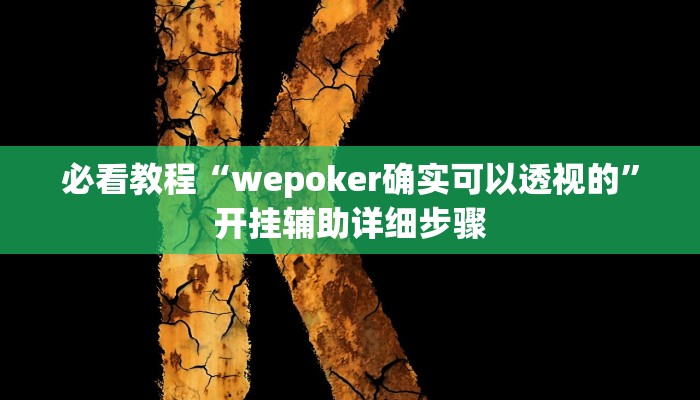 必看教程“wepoker确实可以透视的”开挂辅助详细步骤