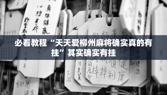 必看教程“天天爱柳州麻将确实真的有挂”其实确实有挂